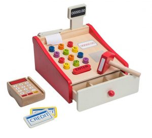 Joueco houten speelgoed kassa met scanner
