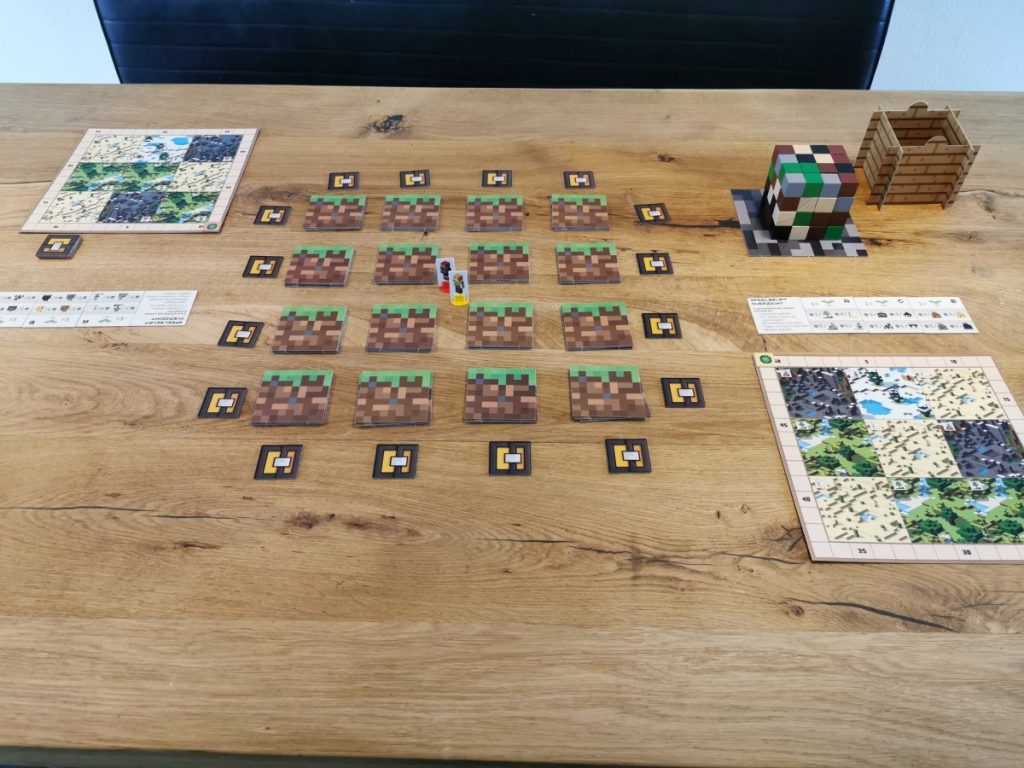 Het Minecraft bordspel startopstelling